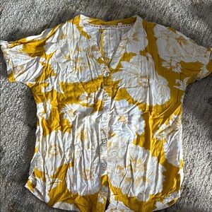 Floral Yellow and White Men's Shirt